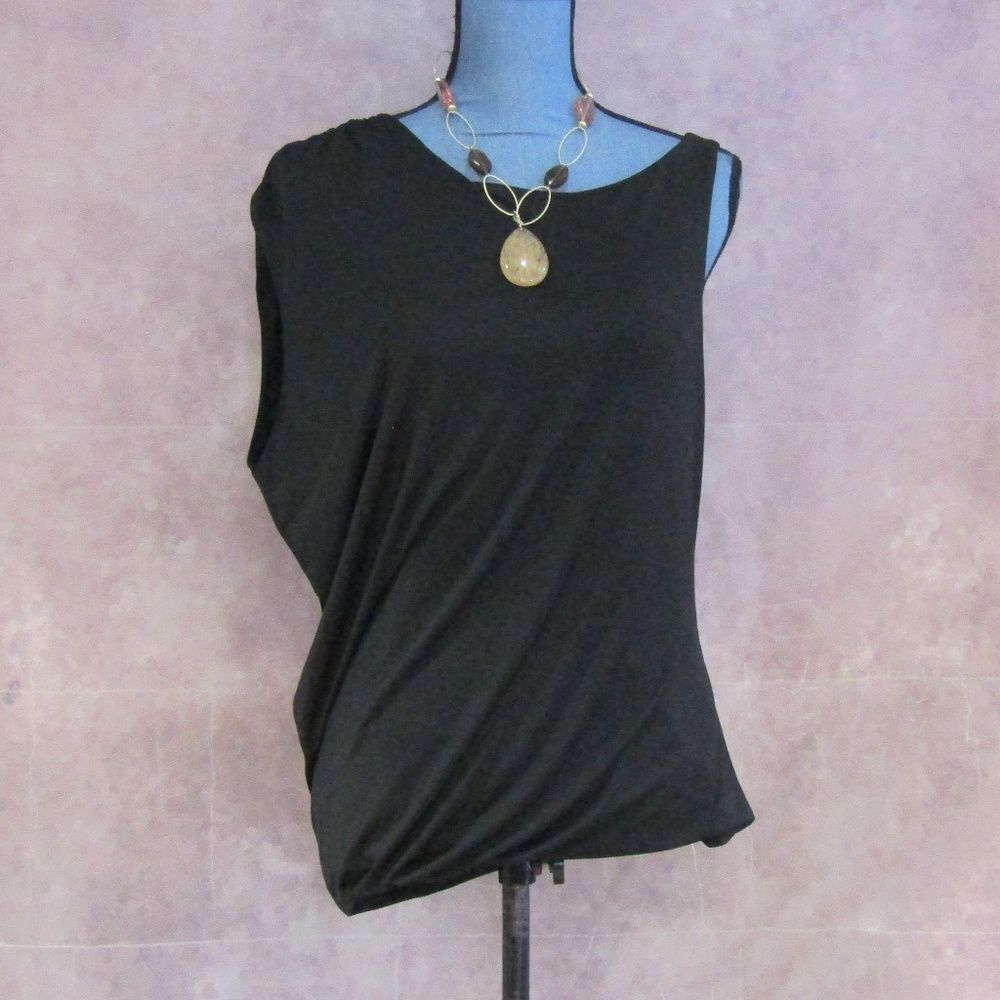 NEW Express Black Ruched Shoulder Blouse Size M